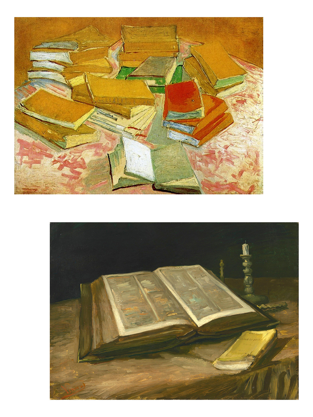 AdventuresIndia Novels & Still Life with Bible 2 Pcs Paintings Wall Art - 20.4x15.7In
