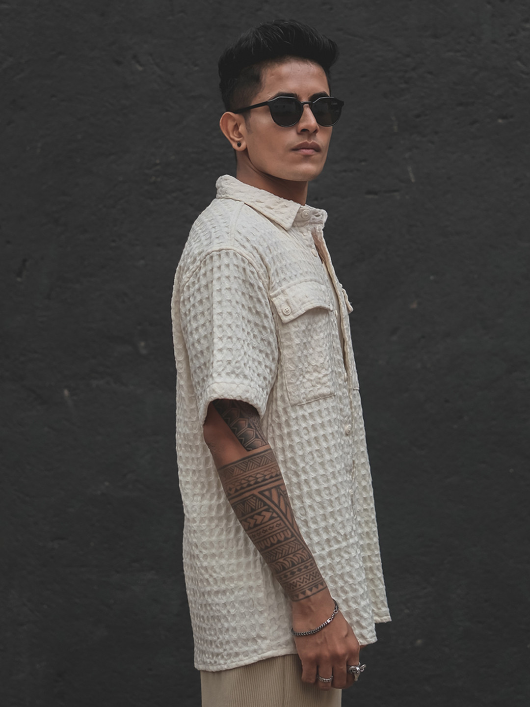 Powerlook India Checked Textured Opaque Cotton Casual Regular Fit Shirt