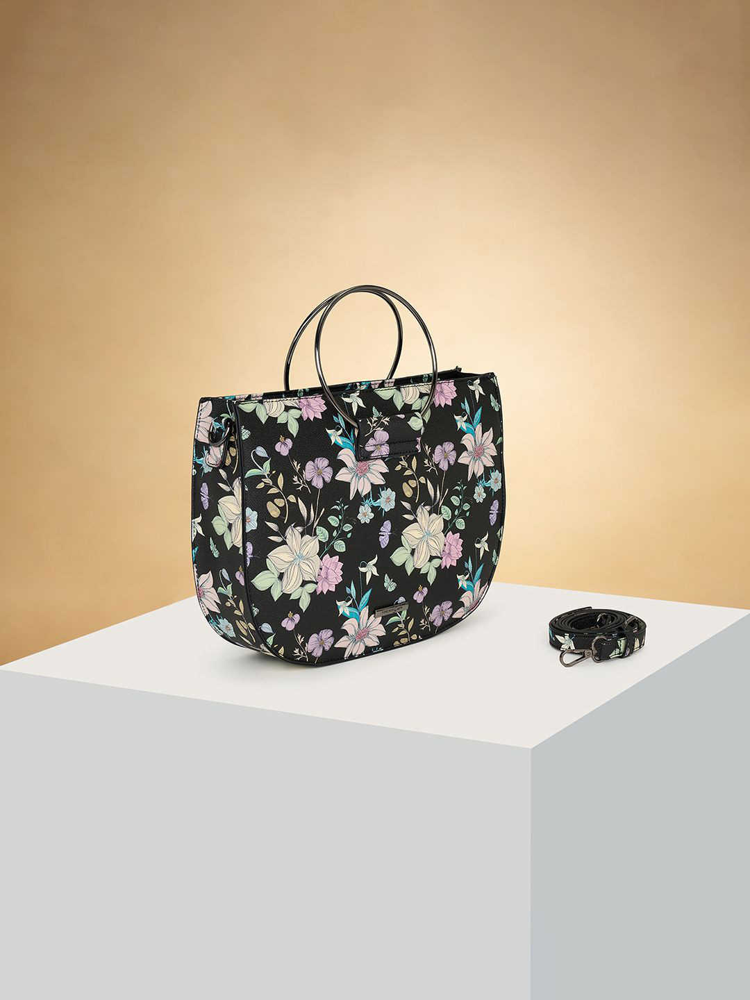 Forever Glam by Pantaloons Floral Embellished PU Swagger Sling Bag