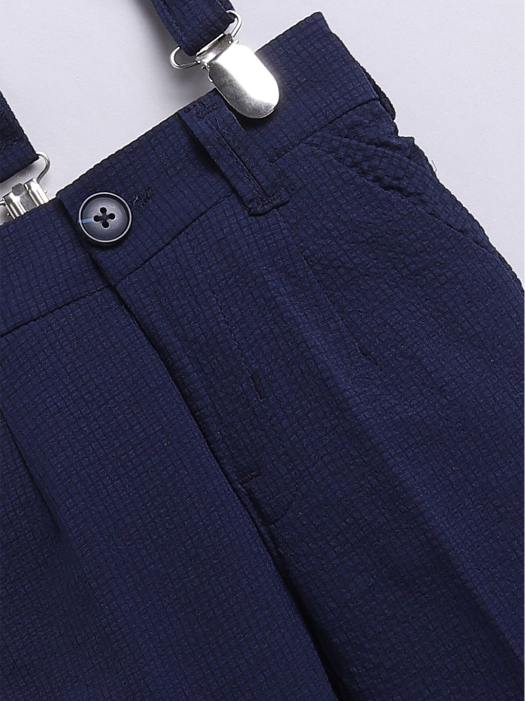 Little Collars Kids Checkered Suspender Shirt Pant Set