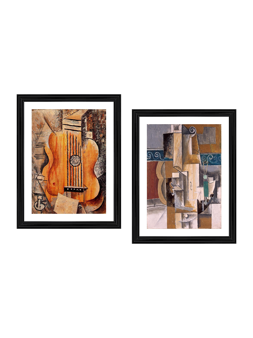 AdventuresIndia I love Eva & Guitar And Violin Wood 2 Piece Wall Art -17.71 x 13.77In