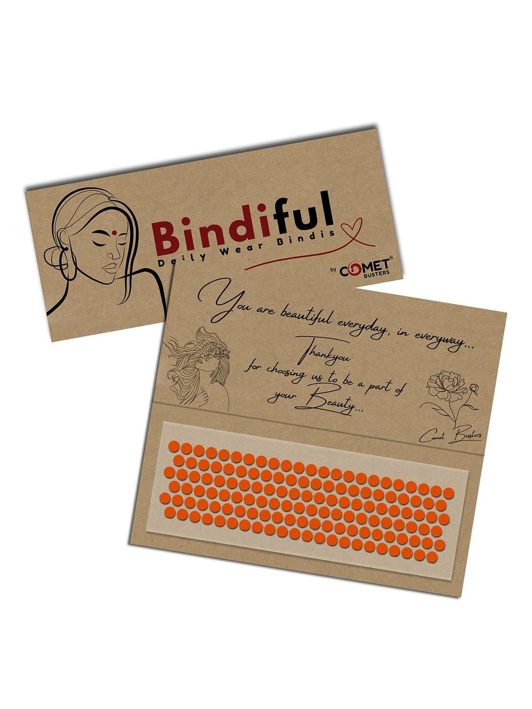 Comet Busters Bindiful Daily Wear Traditional Bindis - Orange - 6mm
