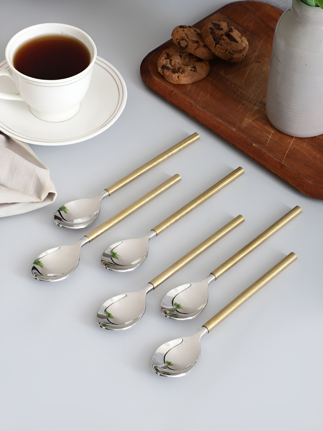 VarEesha Harmony Gold-Toned 6 Pieces Stainless Steel Dessert Spoons