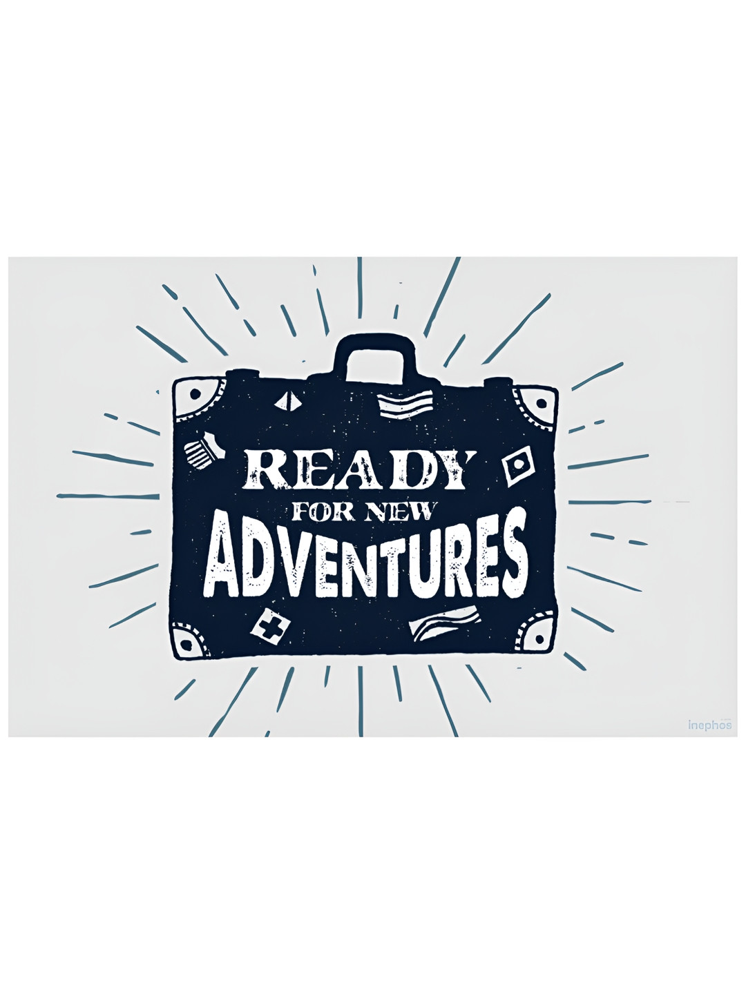 Inephos Navy Blue & White Ready For New Adventures Inspirational Vinyl Poster