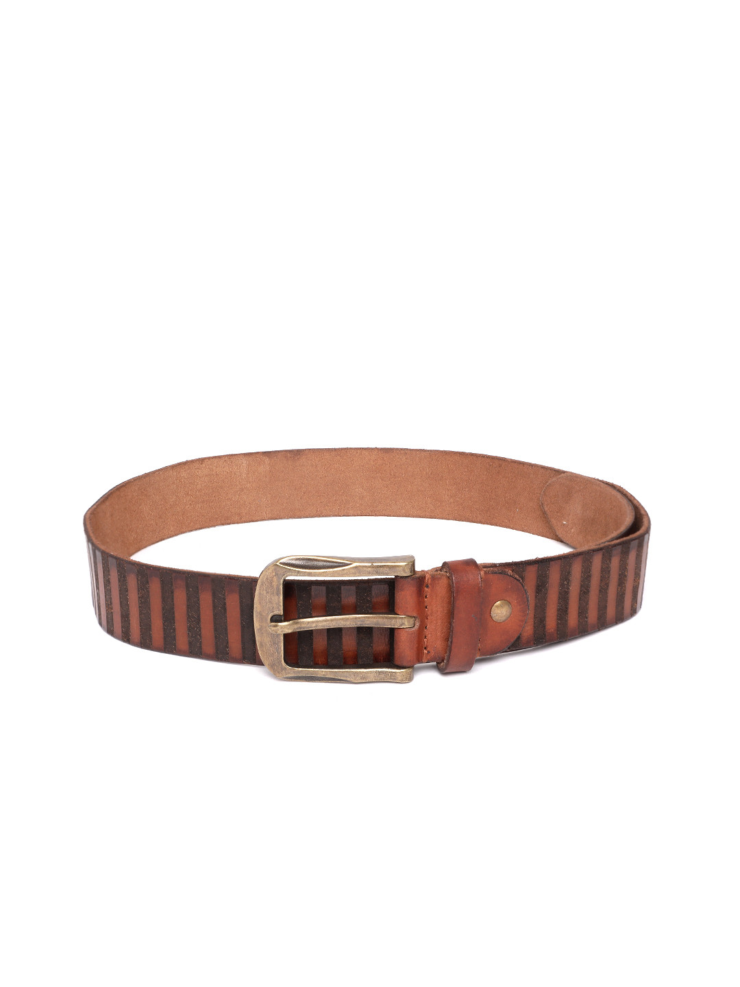 ART N VINTAGE Men Striped Leather Belt