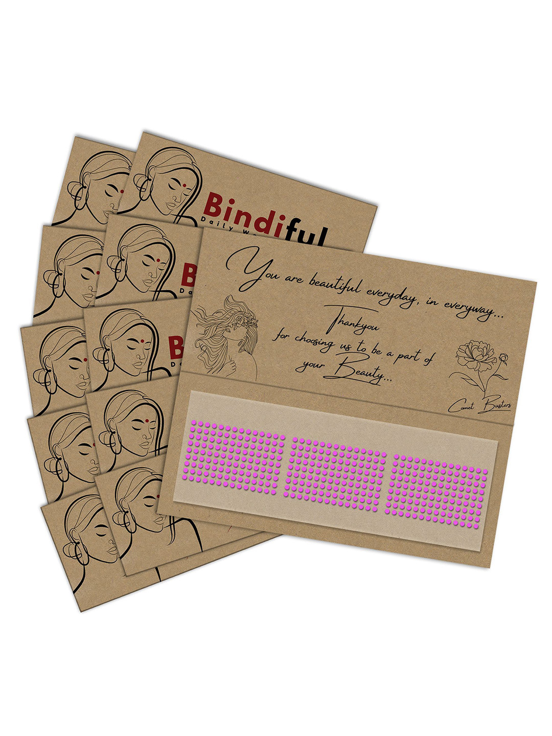 Comet Busters Bindiful Set Of 10 Daily Wear Traditional Bindis - Light Pink
