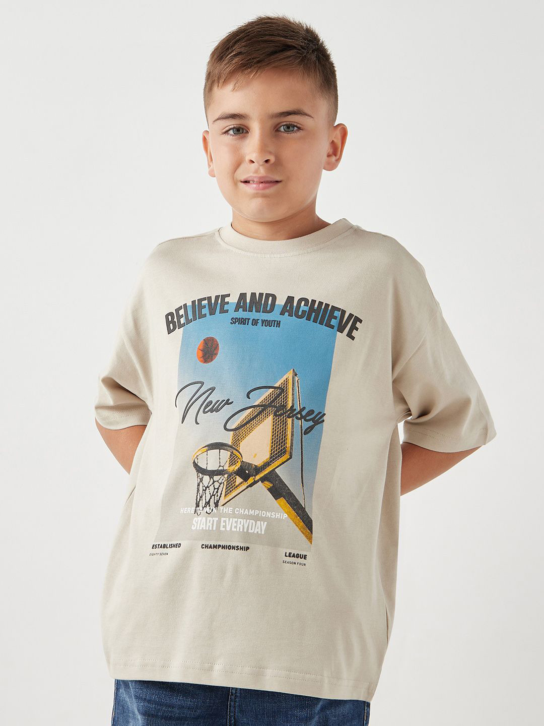 Juniors by Babyshop Kids Graphic Printed Round Neck Tshirt