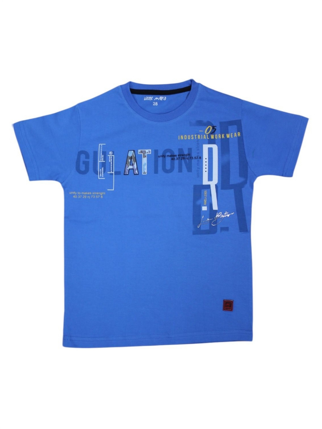 Little Marco Boys Typography Printed Applique T-shirt