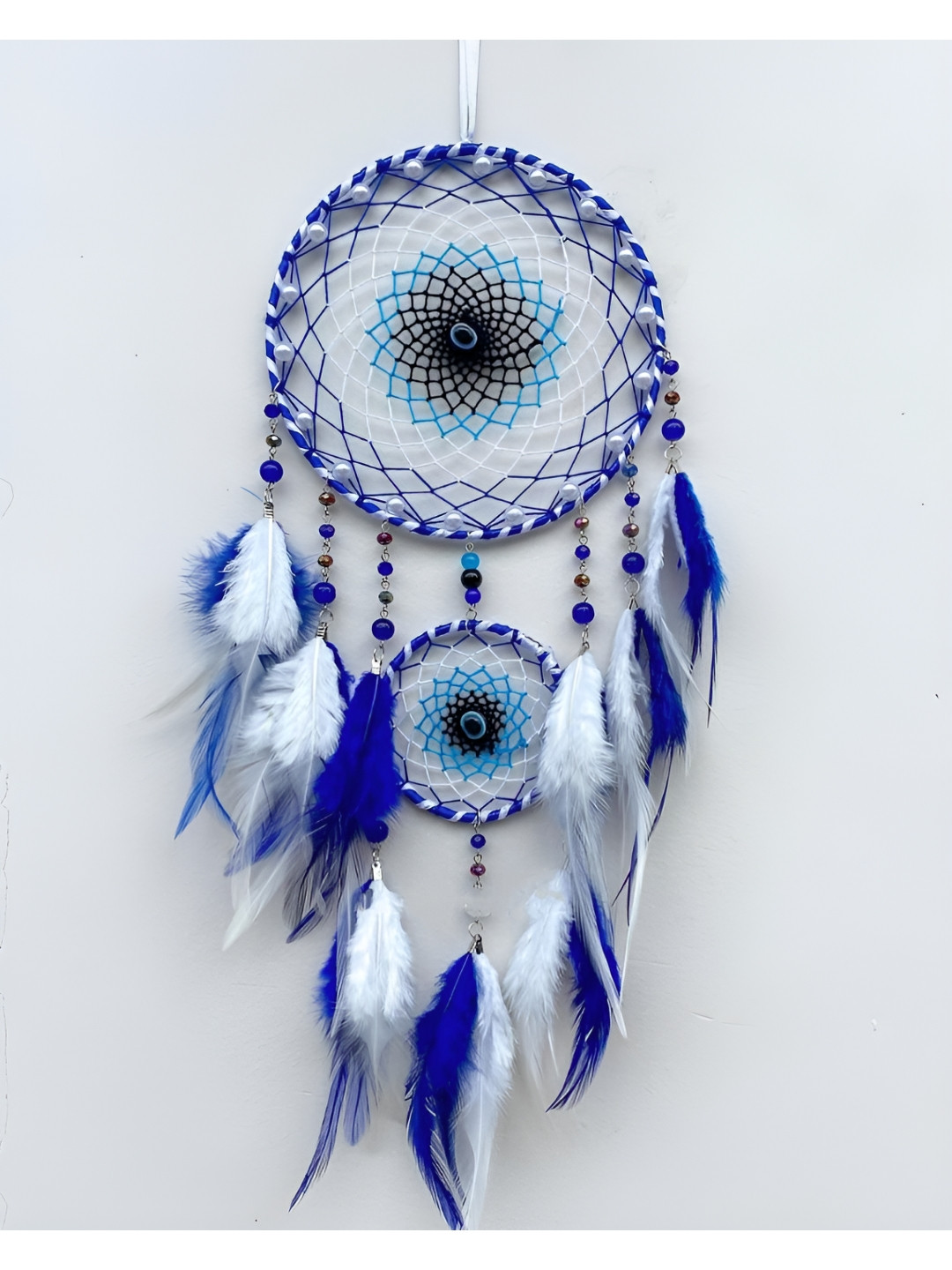 UVID ART AND CRAFT SUPPLIES Blue & White Two-Ring Dream Catcher