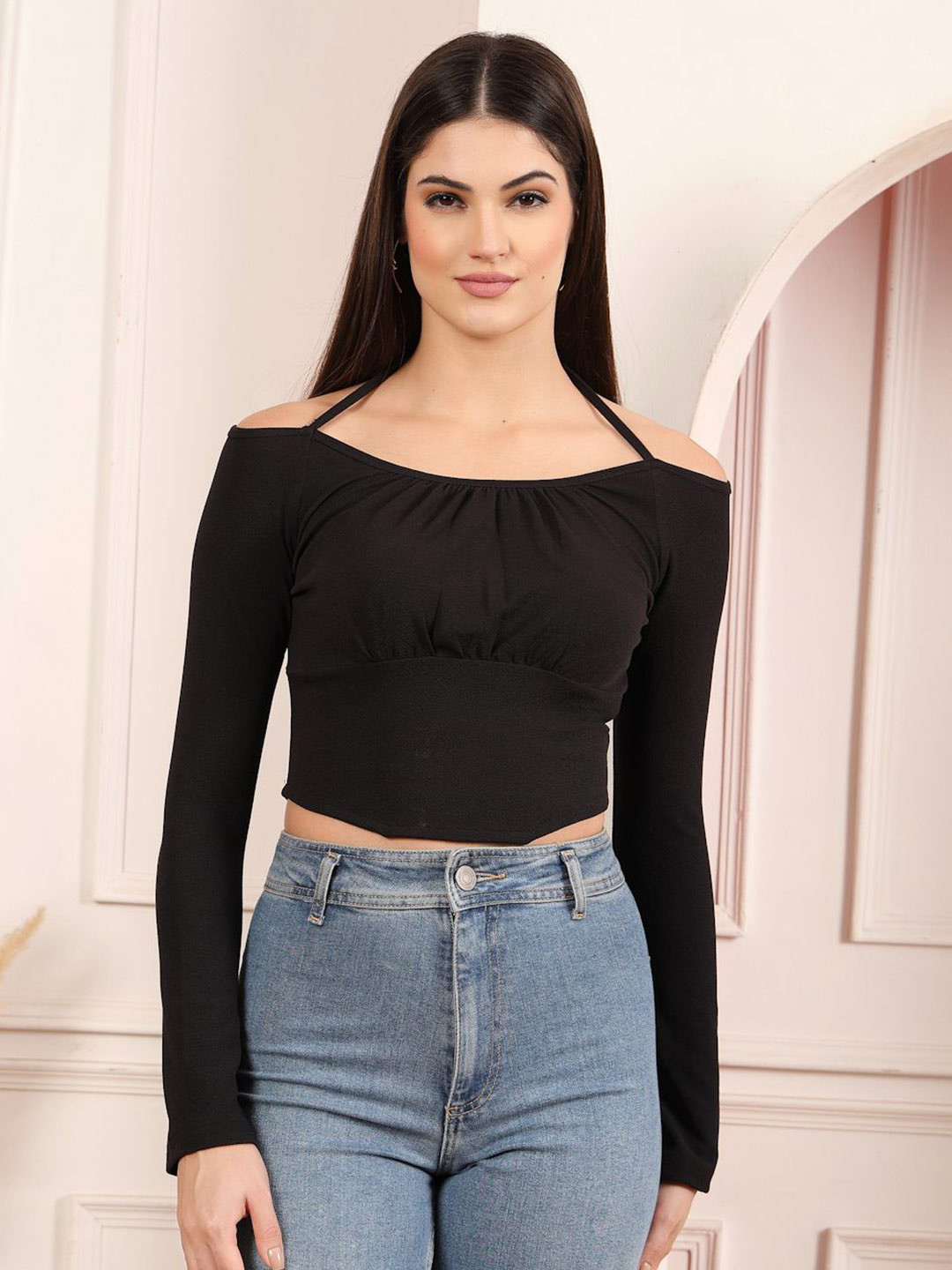 aayu Women Off-Shoulde Fitted Crop Top