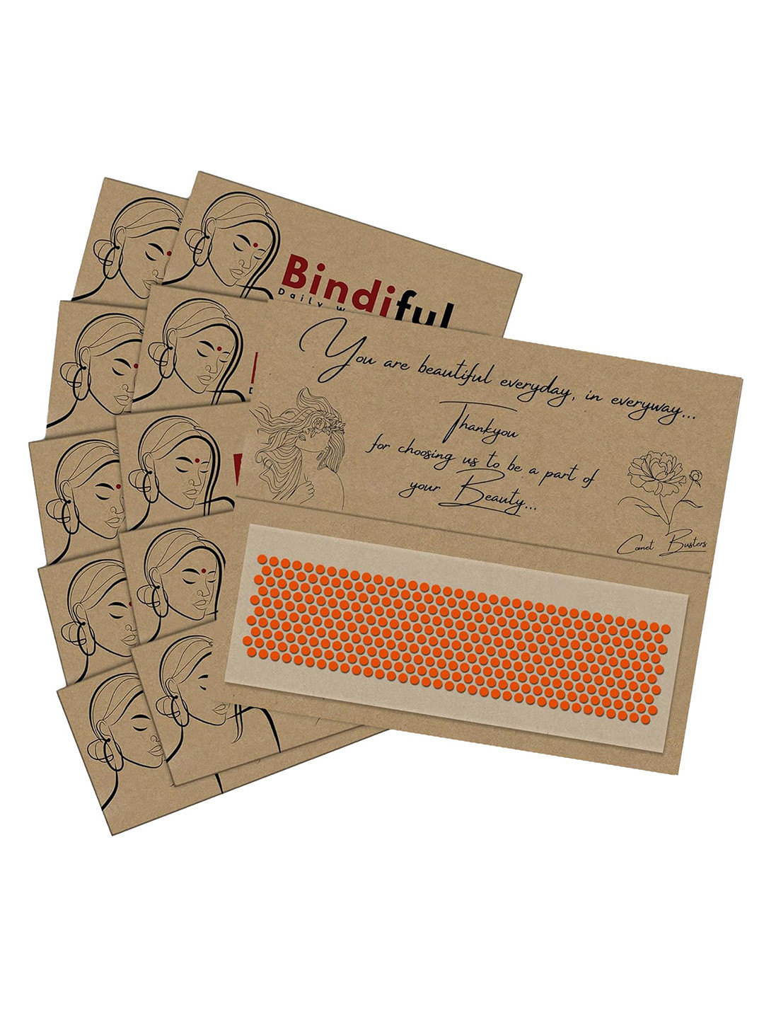 Comet Busters Set Of 10 Bindiful Beautiful Traditional Designer Bindi - Orange