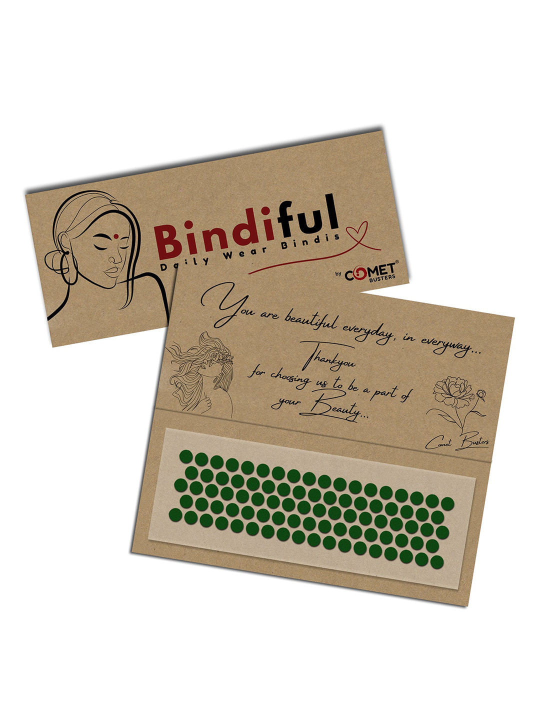 Comet Busters Bindiful Daily Wear Traditional Bindis - Dark Green- 8mm