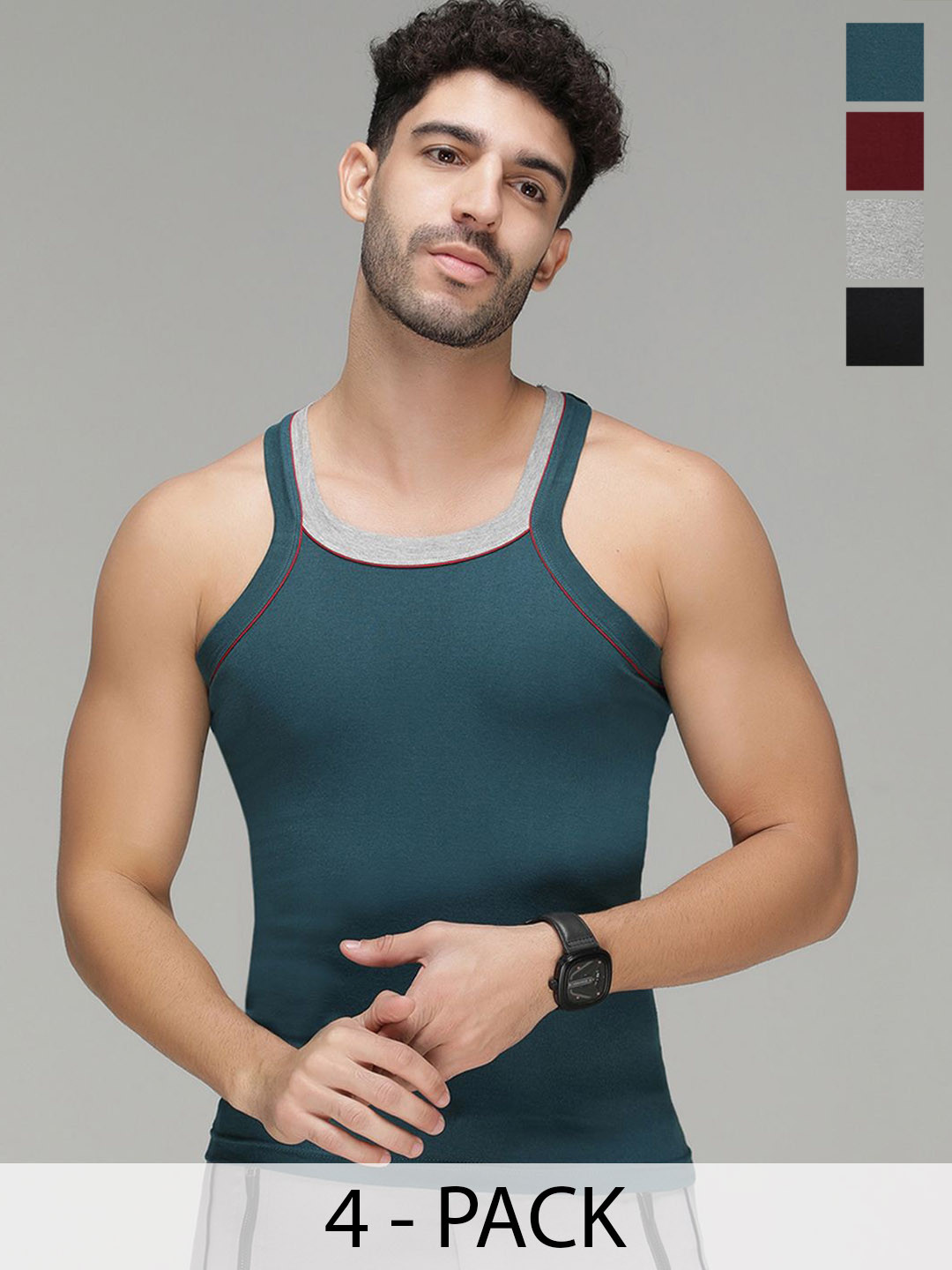 AMUL COMFY Pack Of 4 Gym Innerwear VestsAC-VE-GVESTDF-MULTI-XS-4PC
