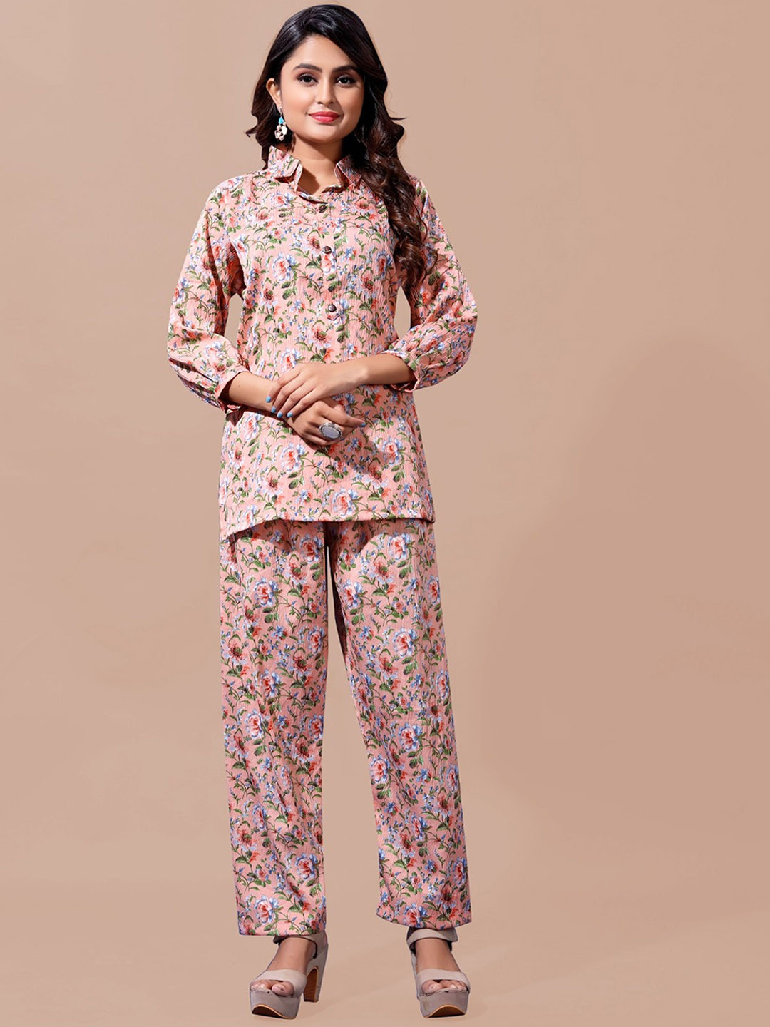 RUNAYA NX Printed Shirt Collar Top With Trouser