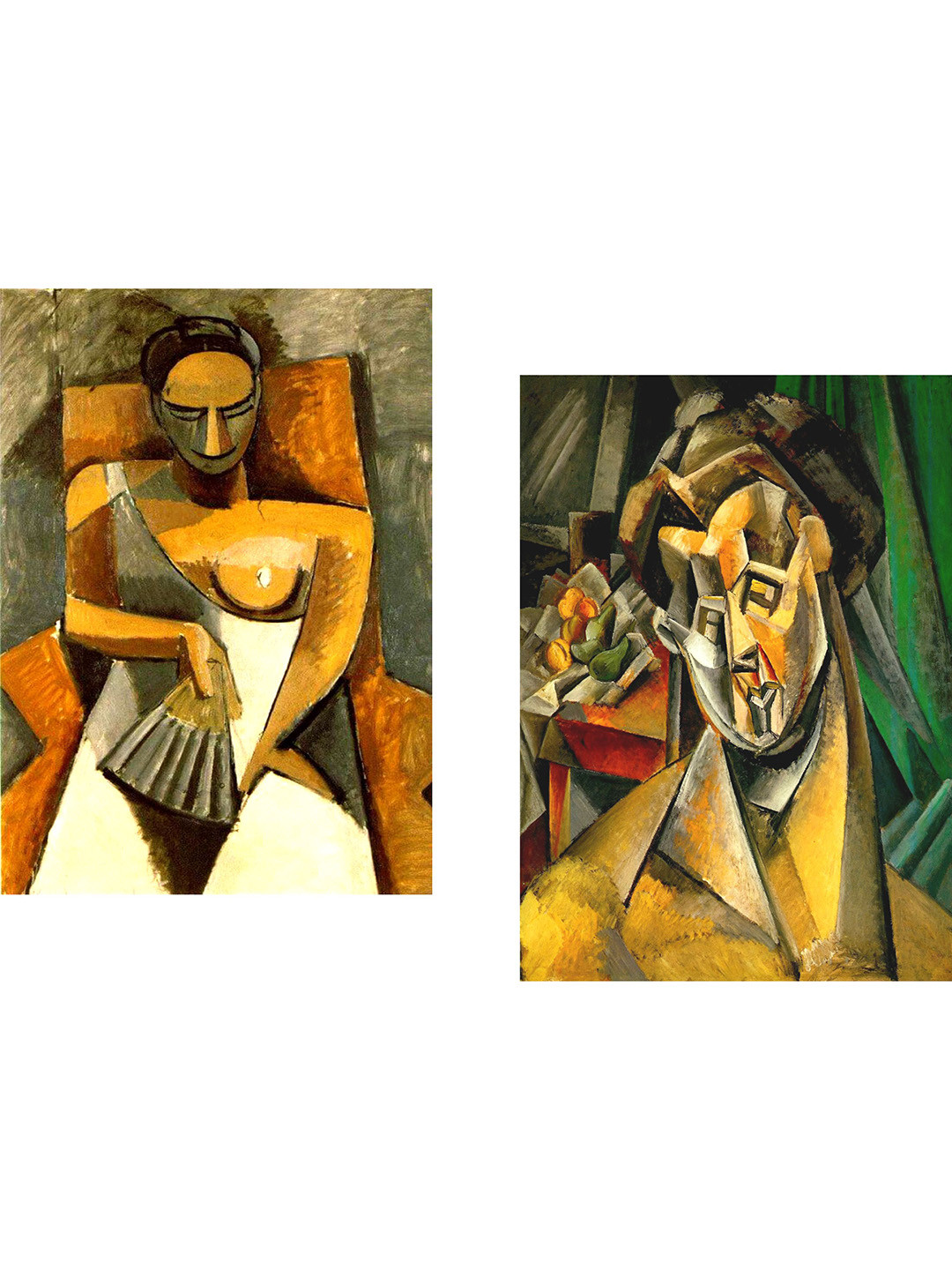 Adventures India Woman with a Fan & Woman with Pears Wood 2 Piece Paintings Wall Art