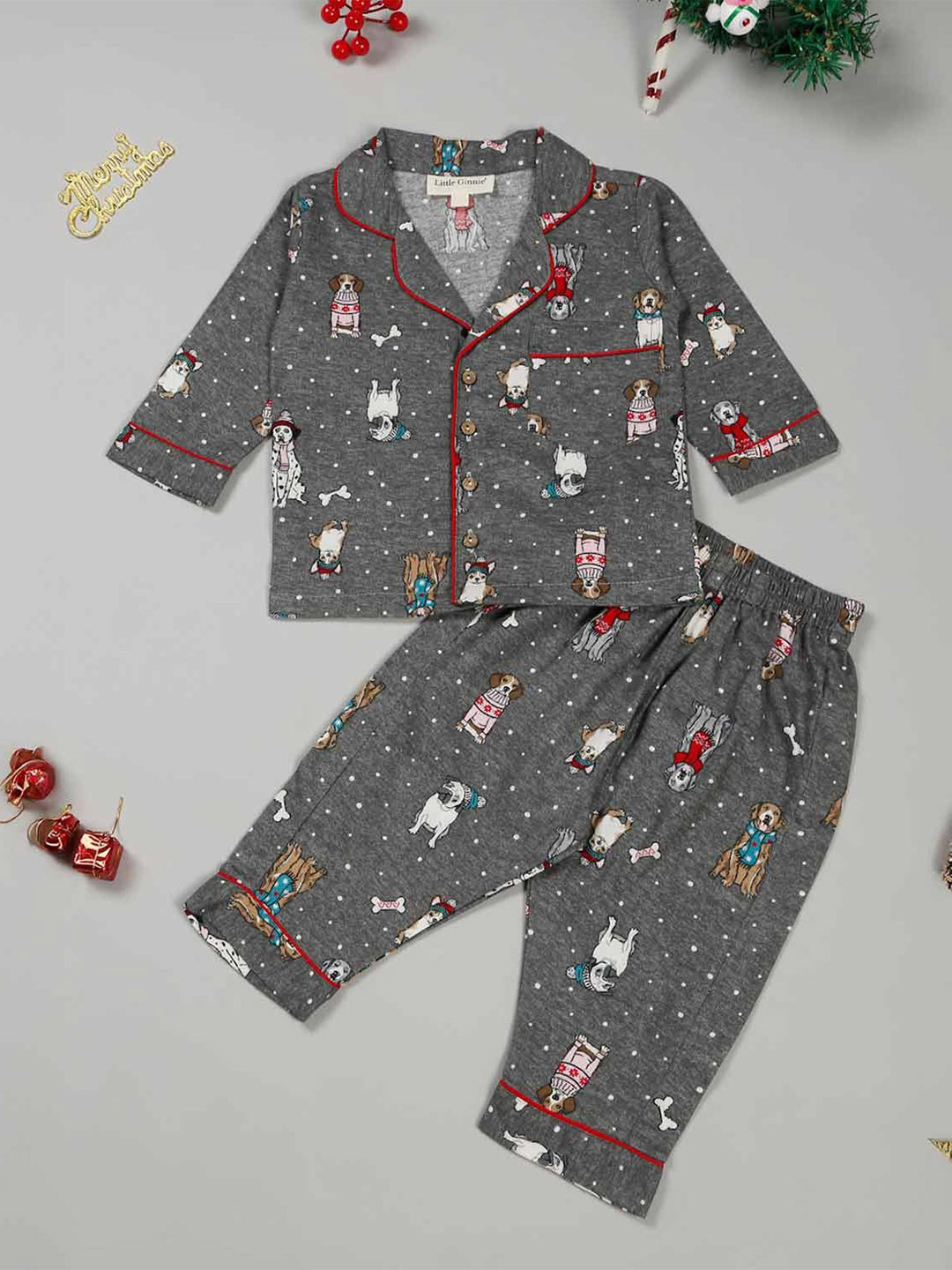 LITTLE GINNIE Unisex Kids Printed Shirt with Trousers