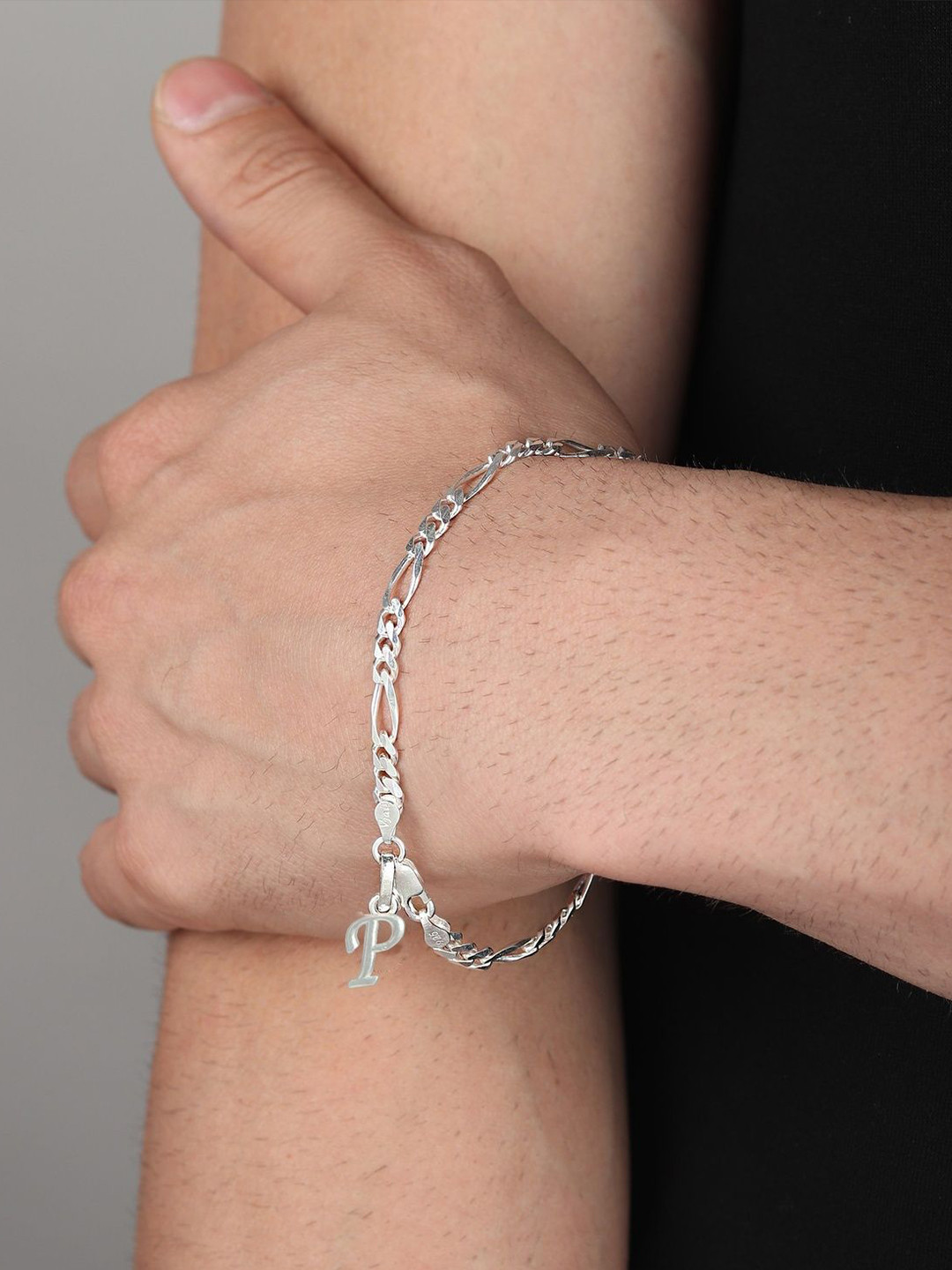 AKSHAT SAPPHIRE Men Sterling Silver Link Bracelet