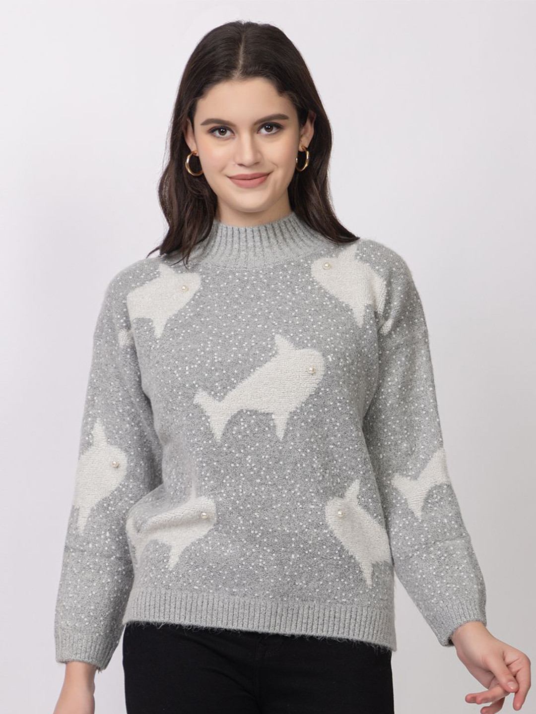 Lory Women Graphic Printed Woollen Pullover