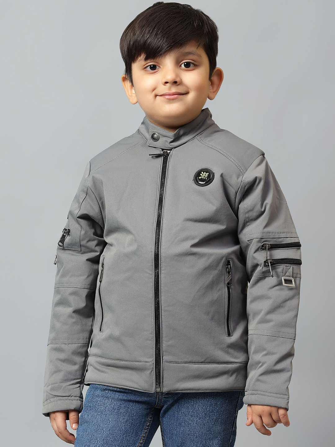 SKY HEIGHTS Boys Polyester Crop Biker Jacket