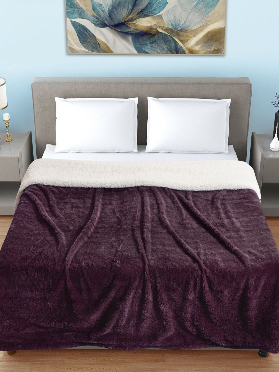 FABINALIV Burgundy Woollen Mild Winter 600 GSM Double Bed Comforter