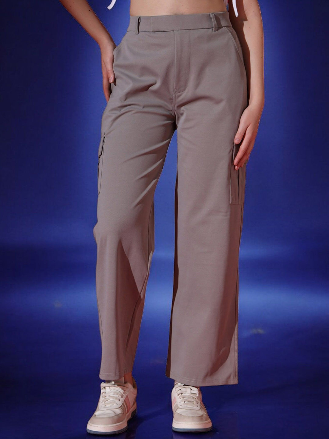 all about you Women Loose Fit High-Rise Cargos Trousers