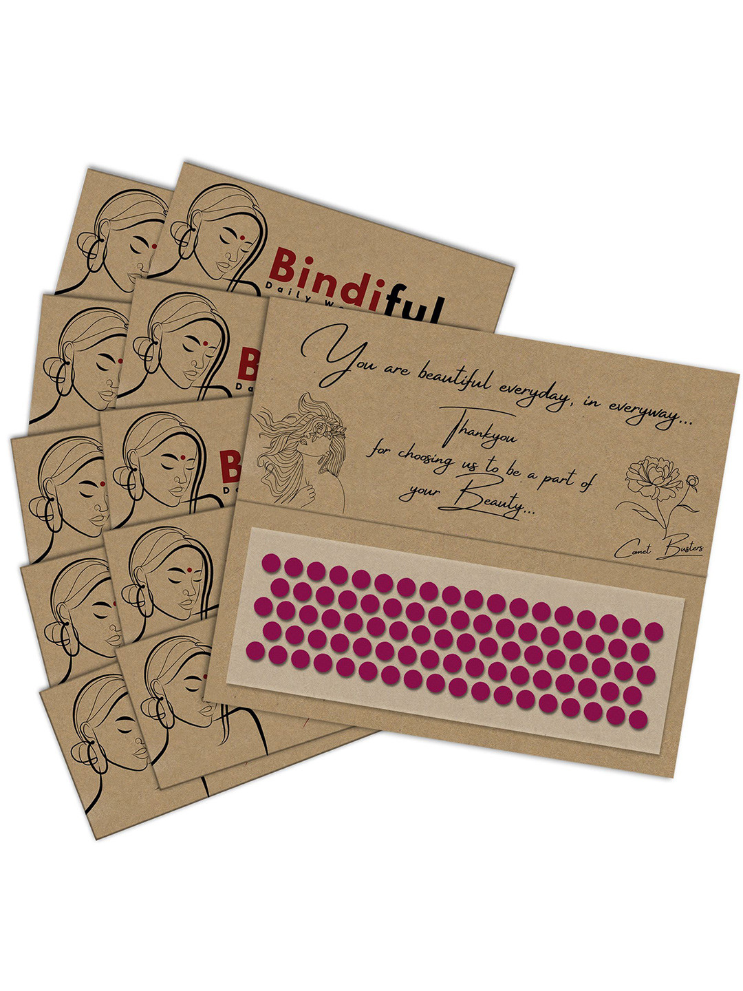 Comet Busters Set Of 10 Traditional Bindis - Hot Pink