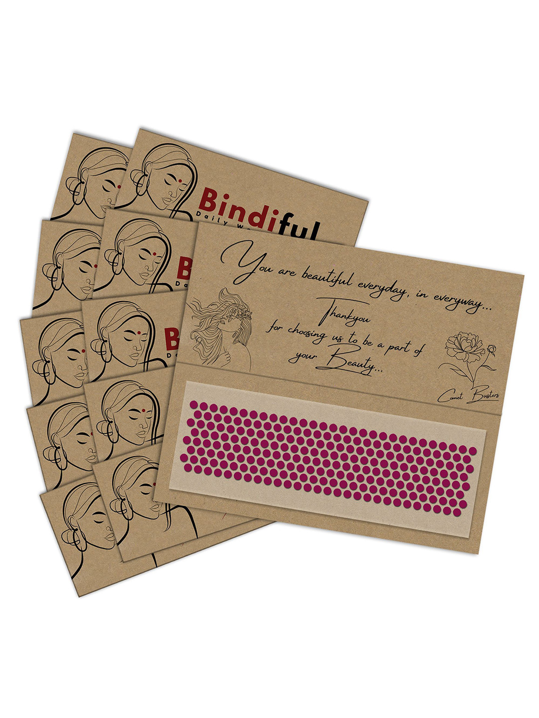 Comet Busters Bindiful Set Of 10 Traditional Bindis - Hot Pink