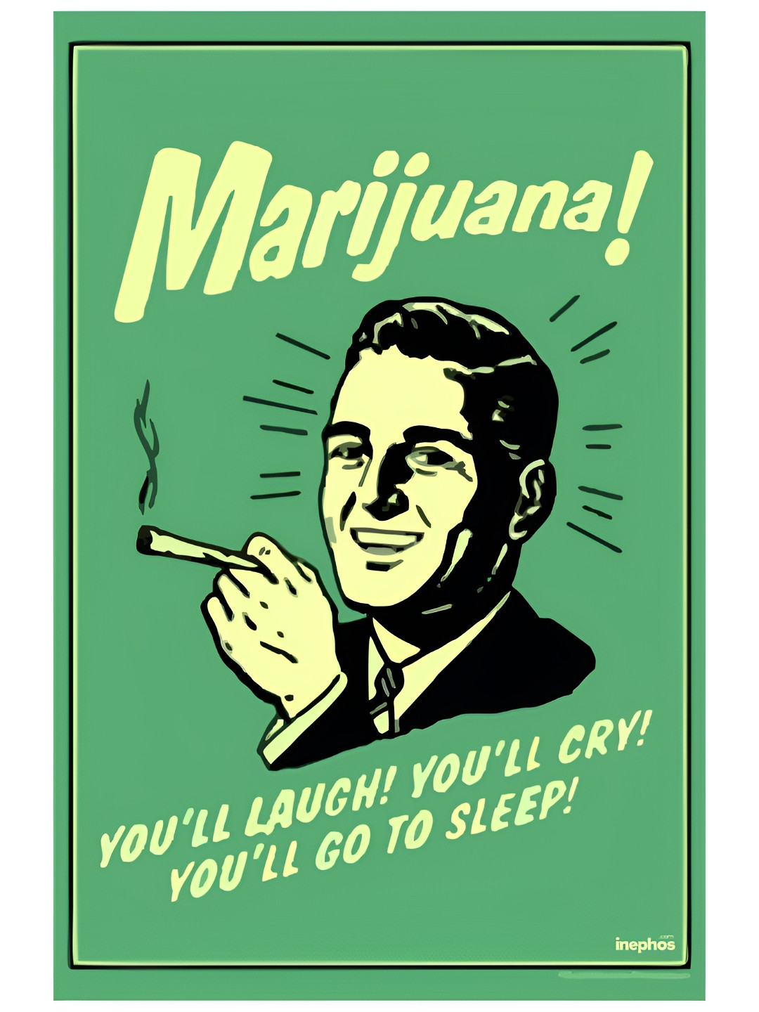 Inephos Green & Yellow Marijuana Funny Vinyl Poster