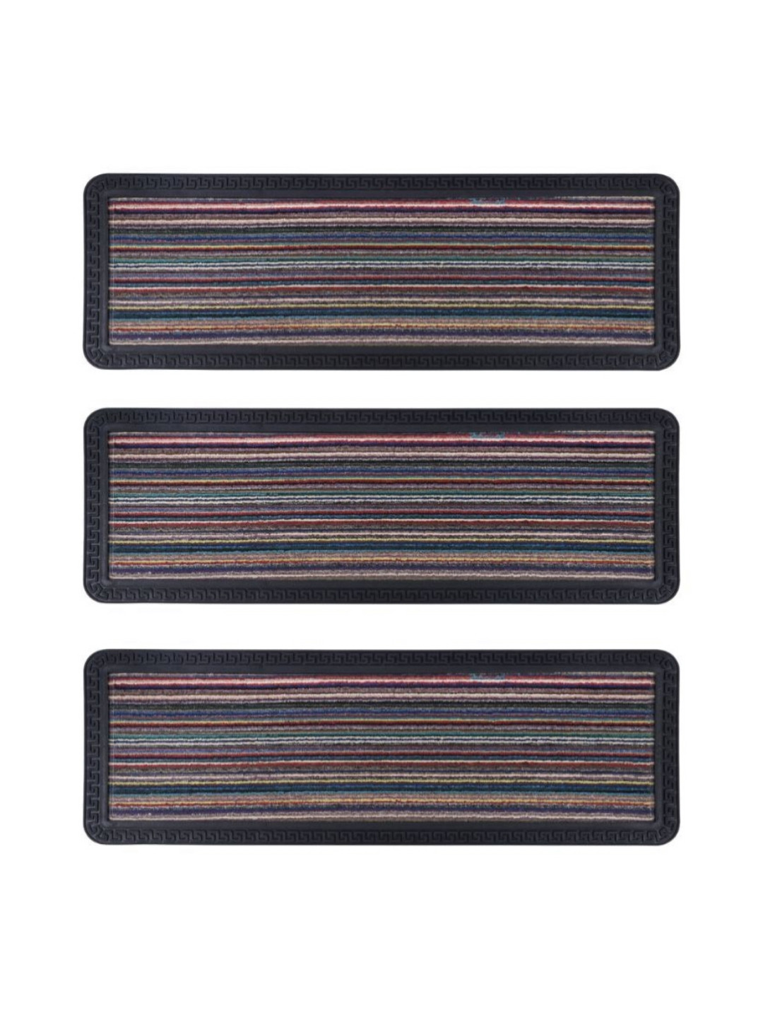 Black Gold Pack Of 3 Black & White Striped Runners