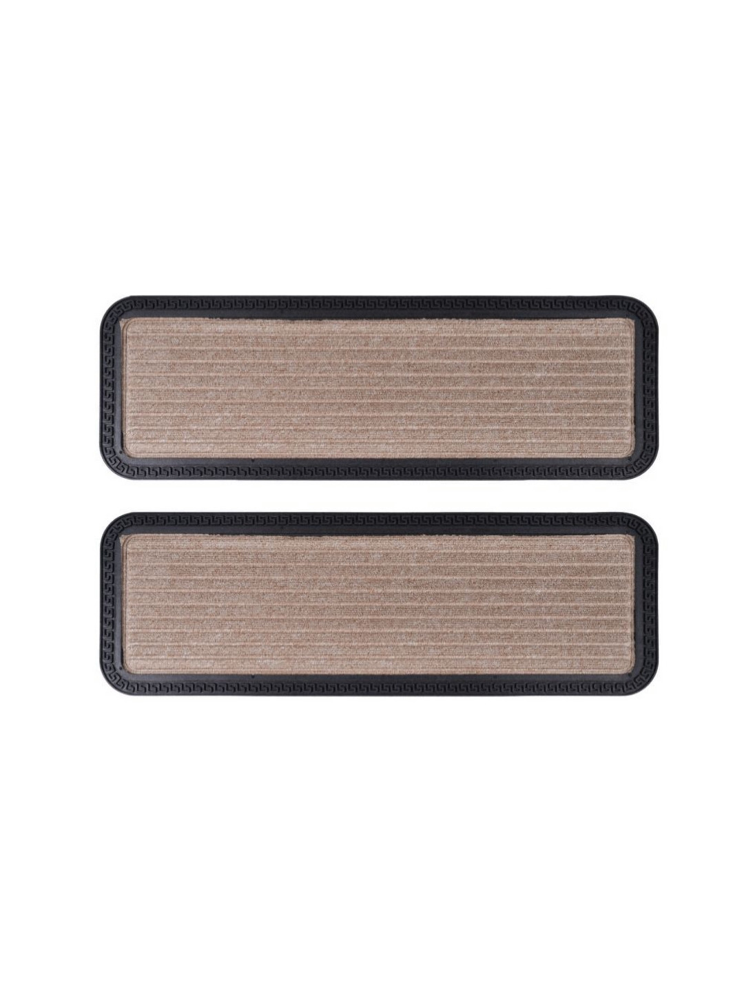 Black Gold Pack Of 2 Beige & Black Striped Runners