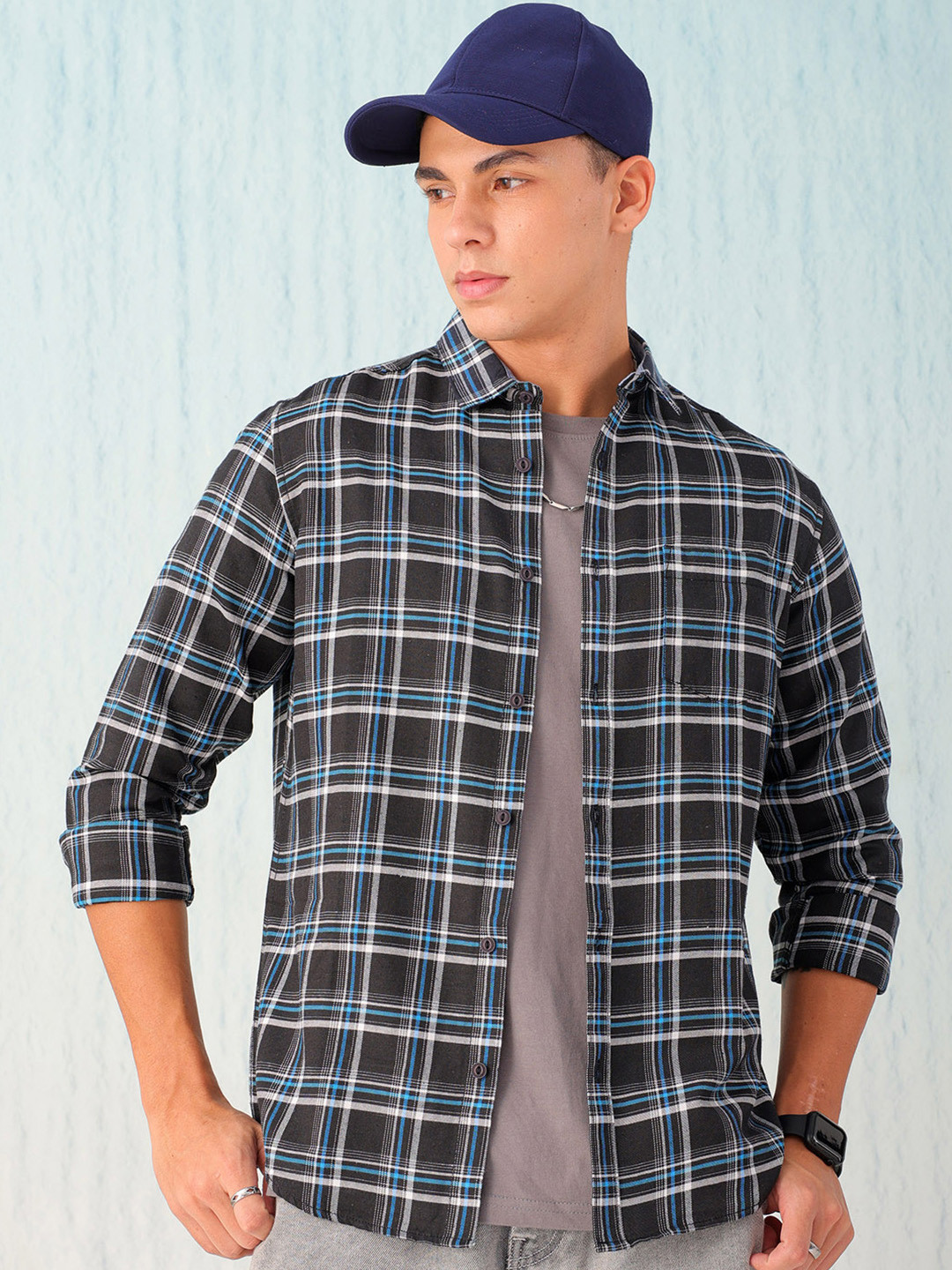 Hardsoda by The Indian Garage Co Men Black Checked Casual Shirt