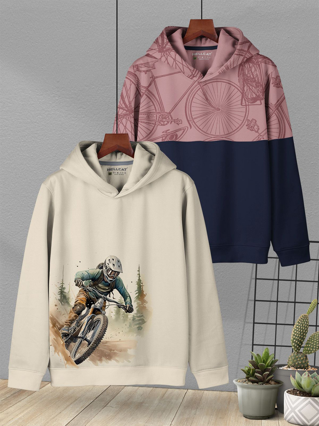 HELLCAT Boys Pack Of 2 Graphic Printed Hooded Pullover Sweatshirt