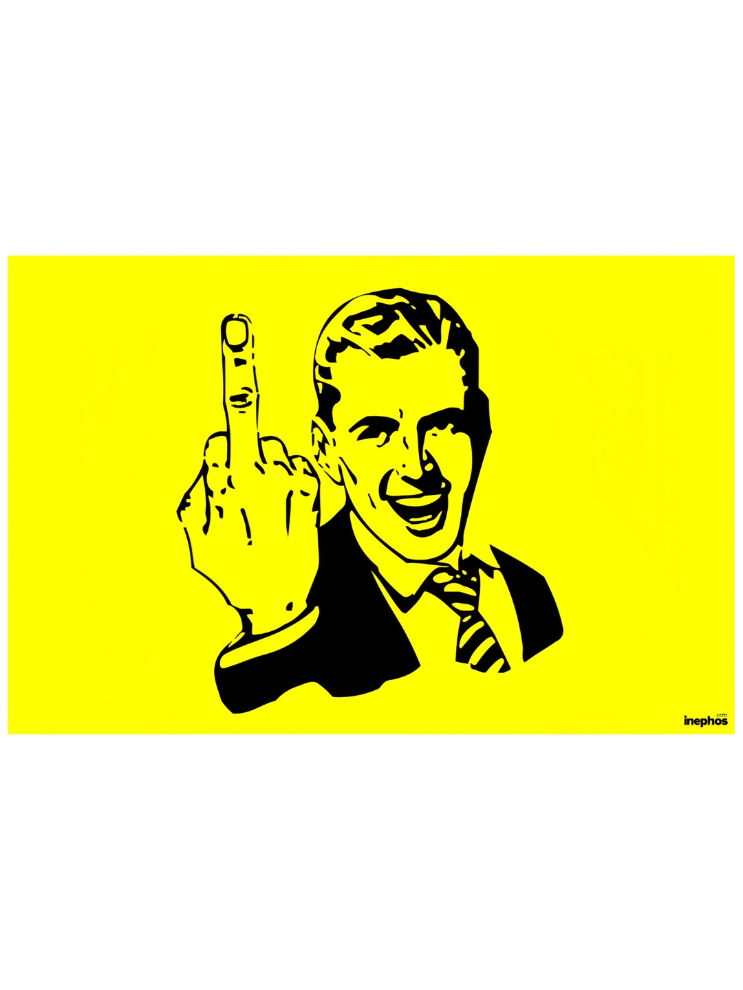 Inephos Yellow & Black Middle Finger Meme Funny Vinyl Poster
