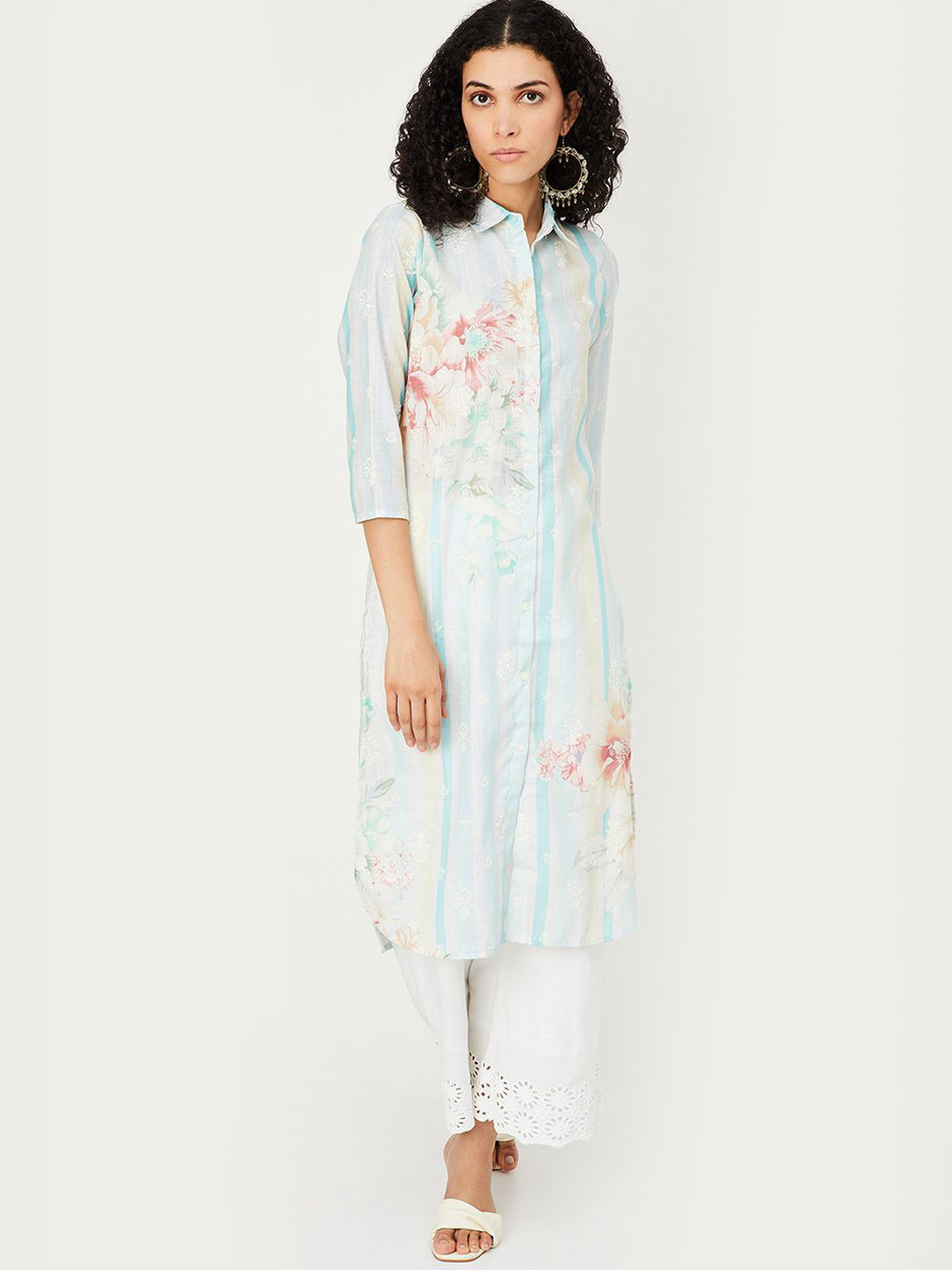 max Women Yoke Design Cold-Shoulder Sleeves Anarkali Kurta