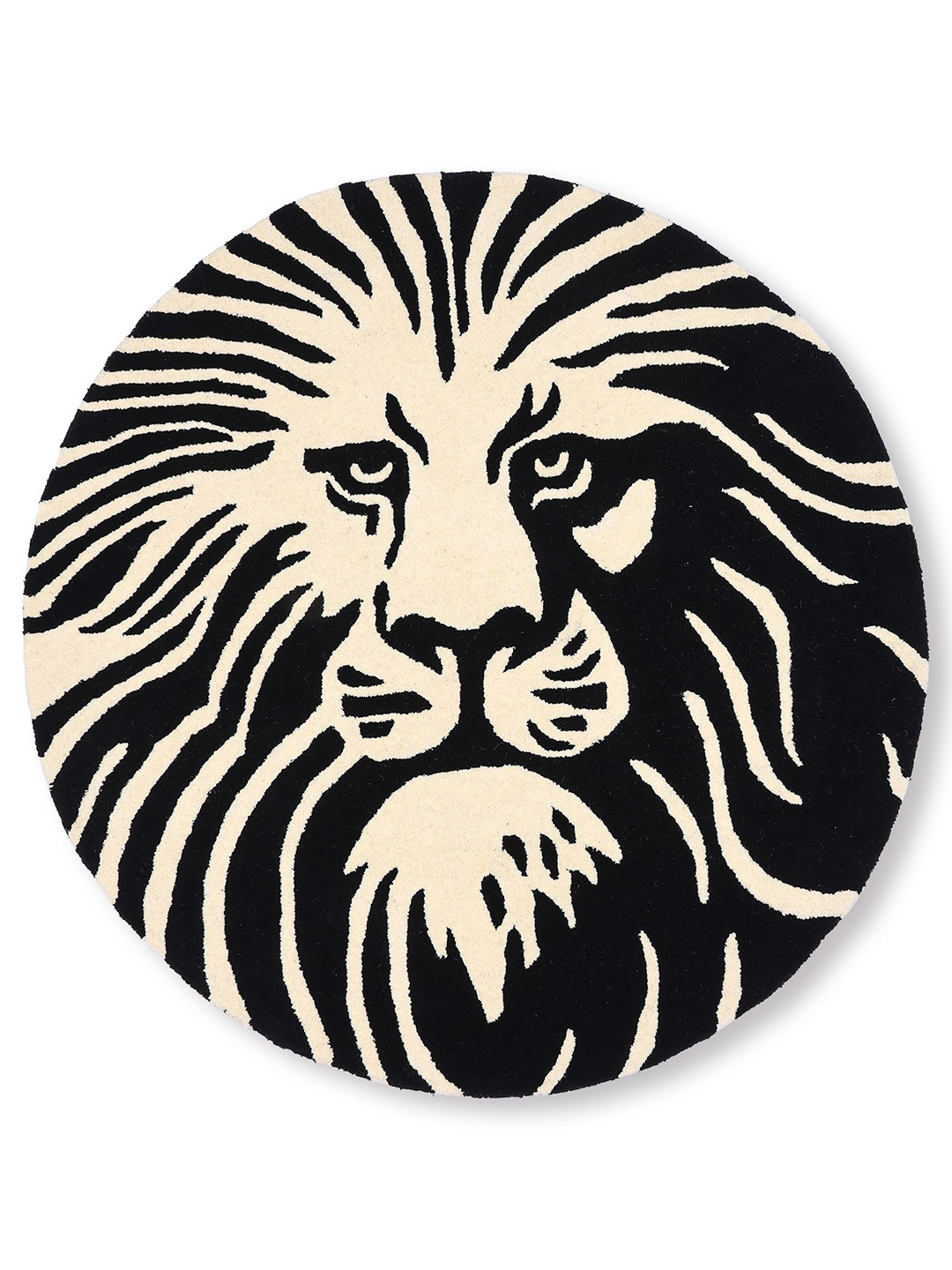 Exotic India Black and White Lion Face Round Yogic Asana Mat