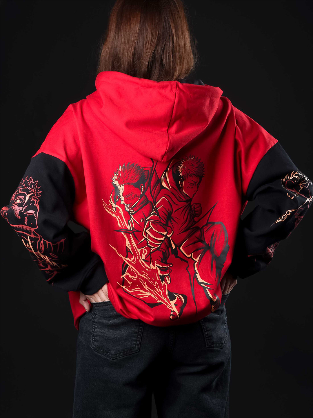 COMICSENSE Jujutsu Kaisen Women Shared Soul Oversized Drop Shoulder Anime Sweatshirt