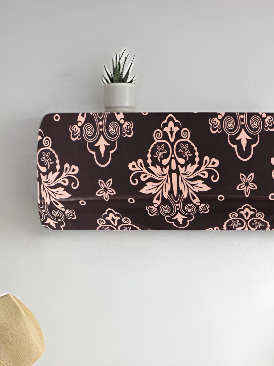 LooMantha Brown & Beige Printed Elastic Fit Air Conditioner Cover