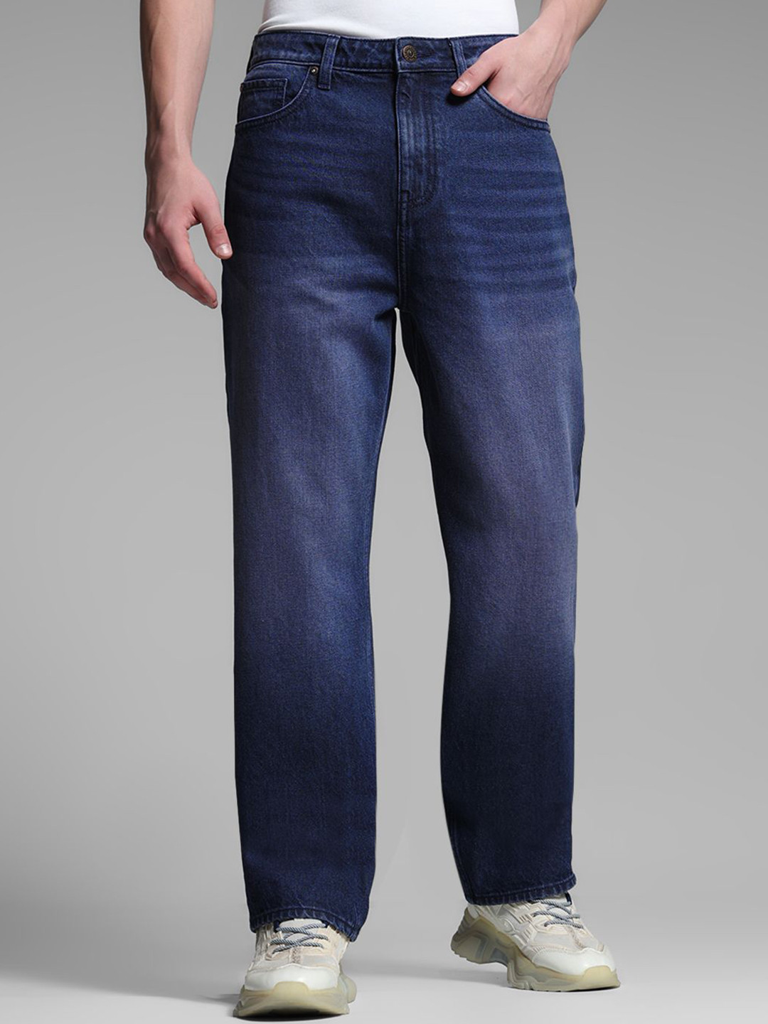 Jack & Jones Men Wide Leg High-Rise Light Fade Jeans