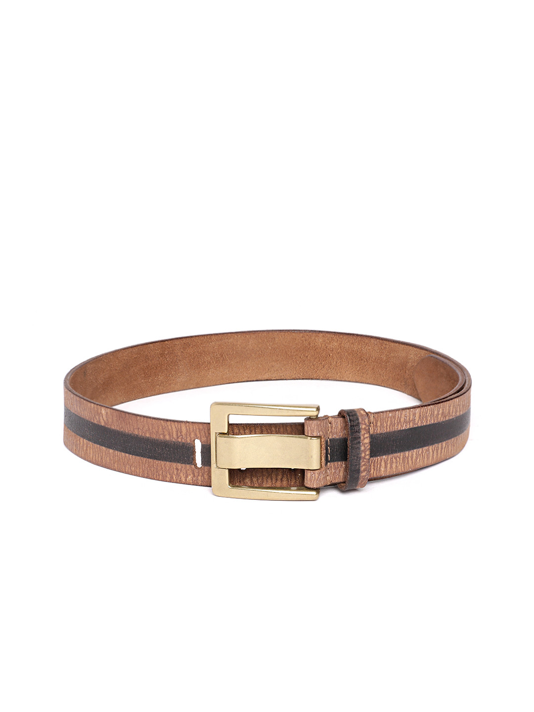 ART N VINTAGE Men Striped Leather Belt