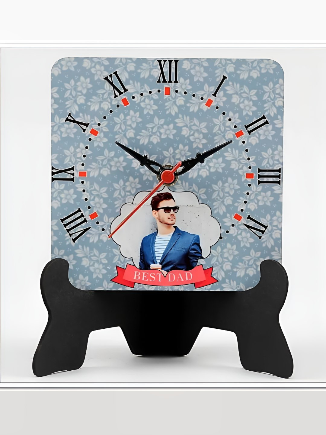 fnp Blue & White Printed Contemporary Table Clock