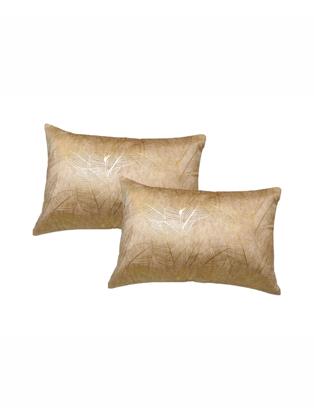 MONKDECOR Gold Leaf Velvet Durable 2 Piece Rectangle Cushion Covers -12x18In