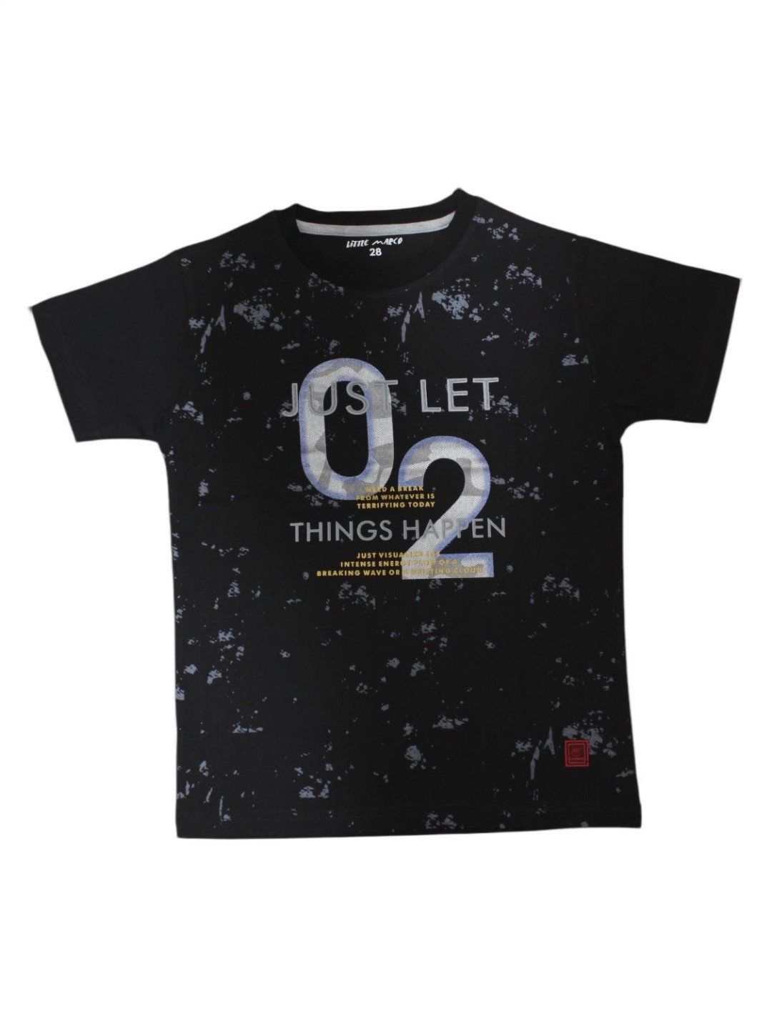 Little Marco Boys Typography Printed Applique T-shirt