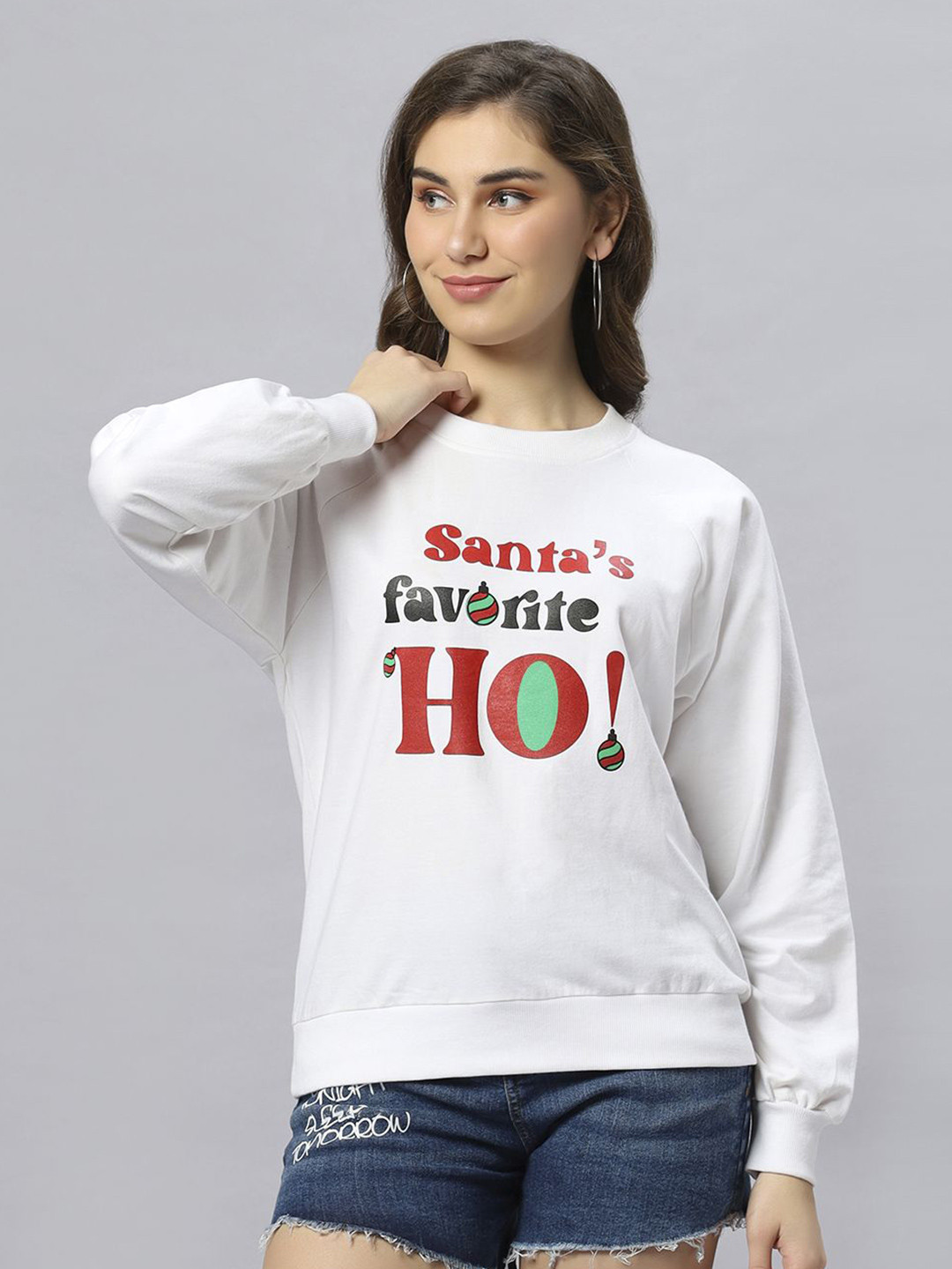 Ashtag Women Cotton Typography Printed Pullover Sweatshirt