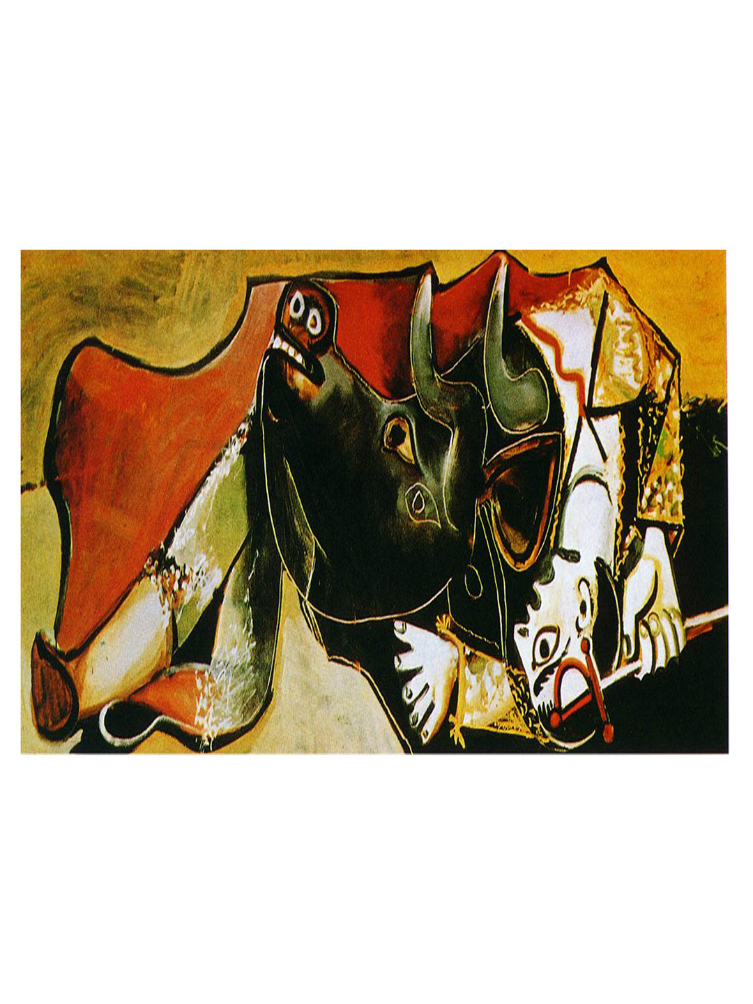 AdventuresIndia Bullfight Wood Wall Rectangle Paintings Wall Art -14 x 18In