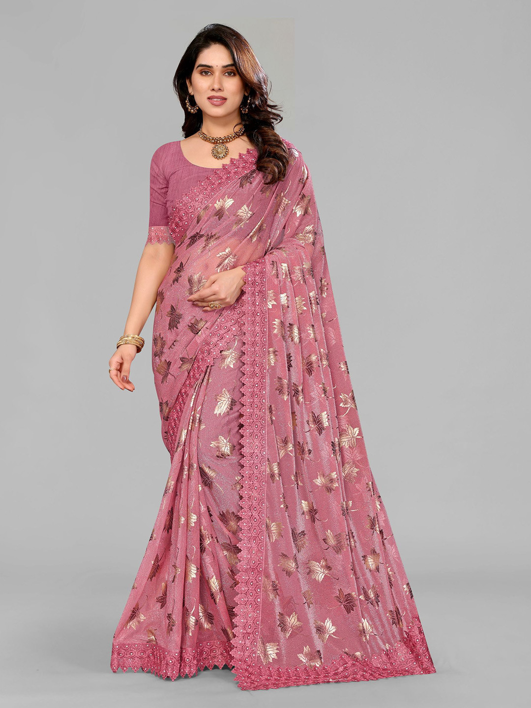 VIJAYA VALLABH Floral Embroidered Saree