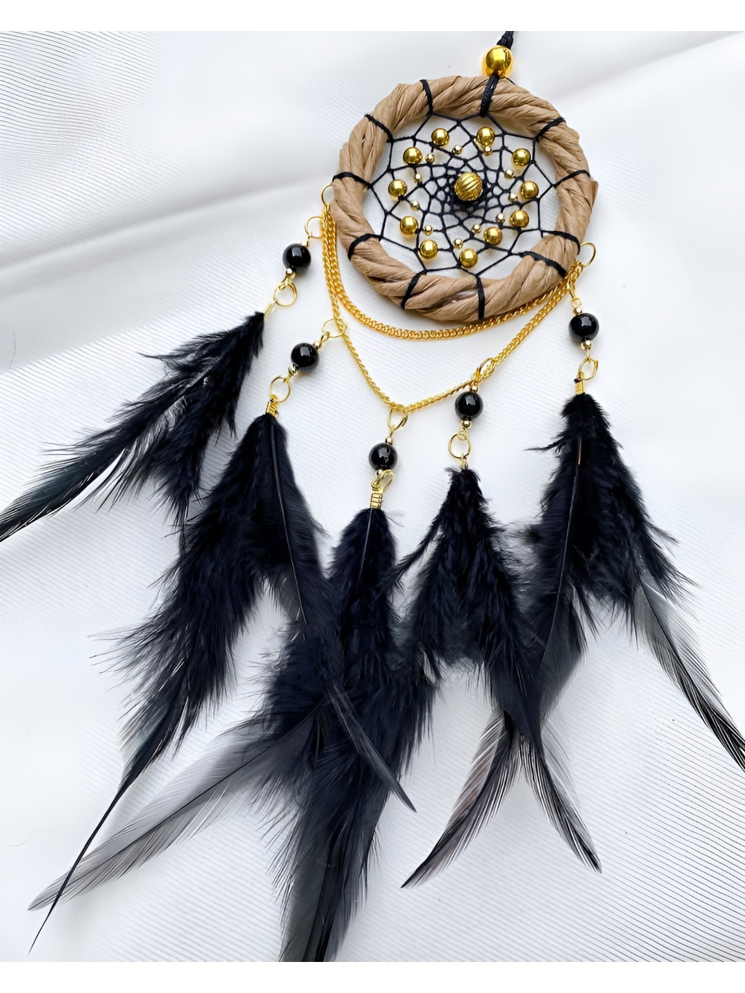 UVID ART AND CRAFT SUPPLIES Black Feathers Hanging Dream Catcher