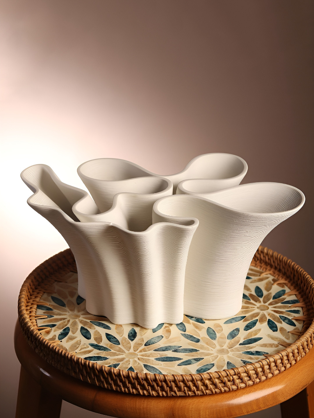 HABERE INDIA White Ceramic FlowerVases