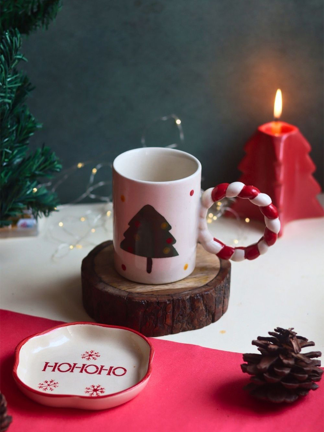 WEAVING HOMES Classic Dad White Conversational Ceramic Handmade Mug with Dessert Plate-250ml