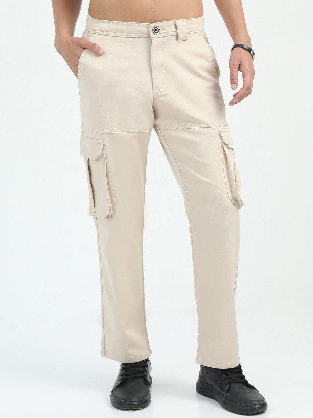 NEVER NEUD Men Relaxed Straight Fit La Belle Cargos Trousers