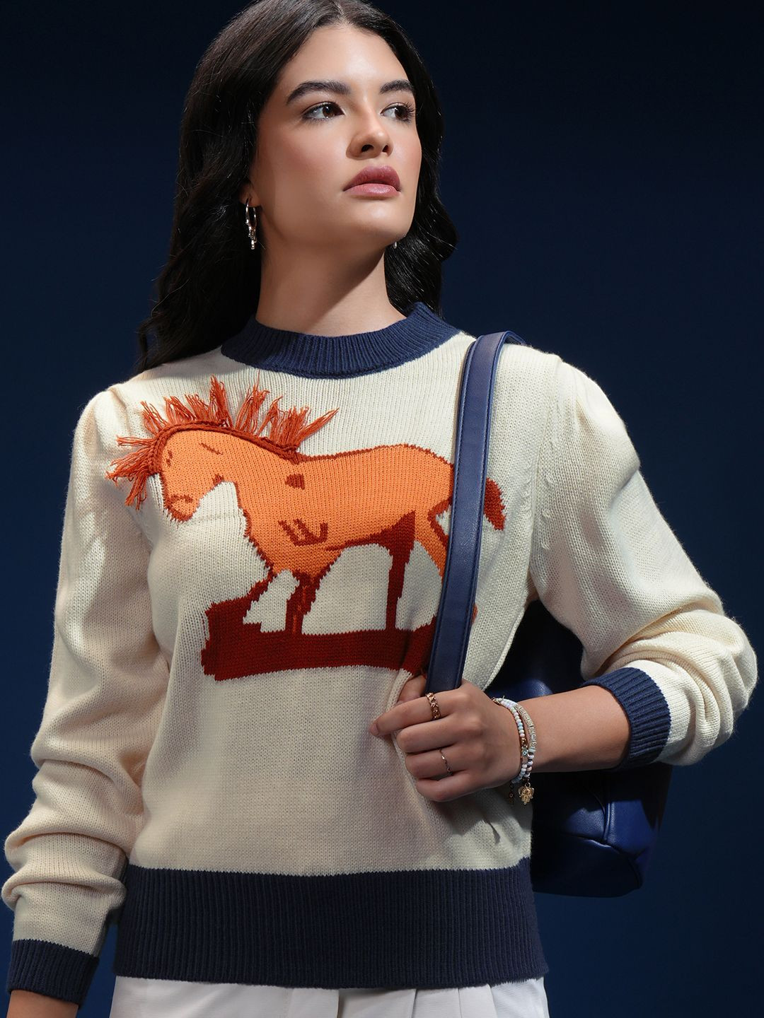 Tokyo Talkies Women Graphic Self Design Pullover